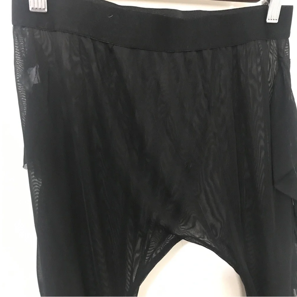 3/$15 Kandyshop black sheer mesh swim cover up ruffle side leggings